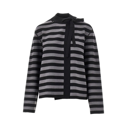 EMPORIO ARMANI Self-tie closure striped wool cardigan
