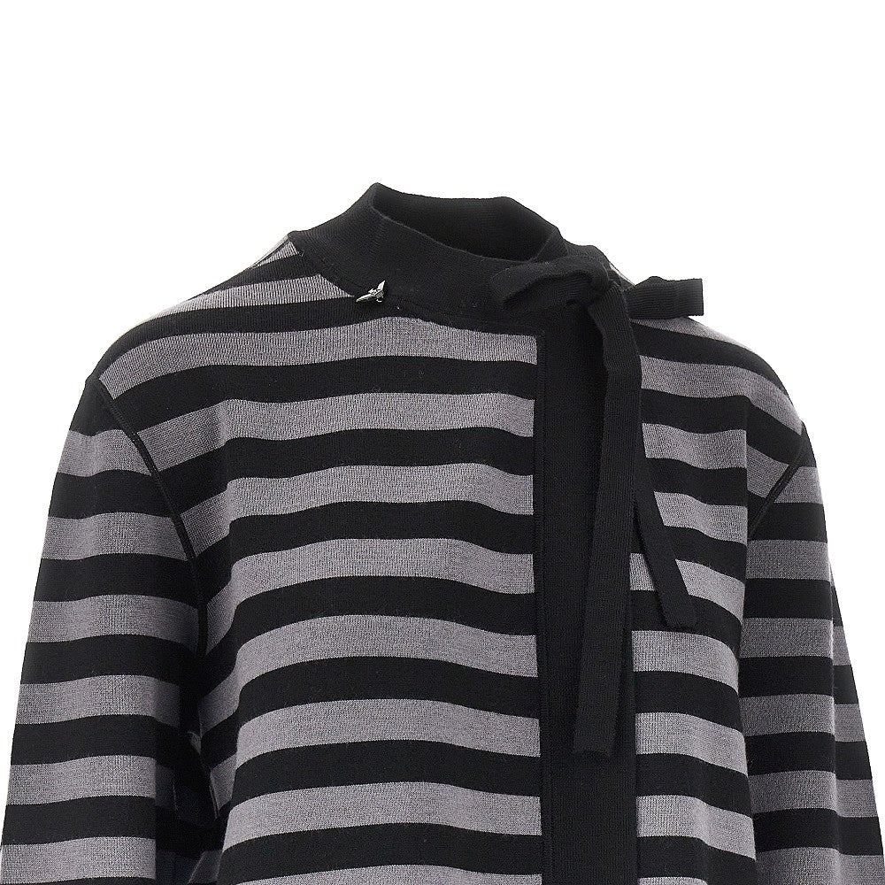 EMPORIO ARMANI Self-tie closure striped wool cardigan