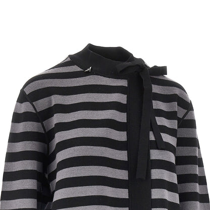 EMPORIO ARMANI Self-tie closure striped wool cardigan