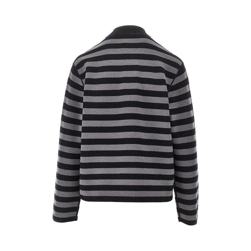 EMPORIO ARMANI Self-tie closure striped wool cardigan