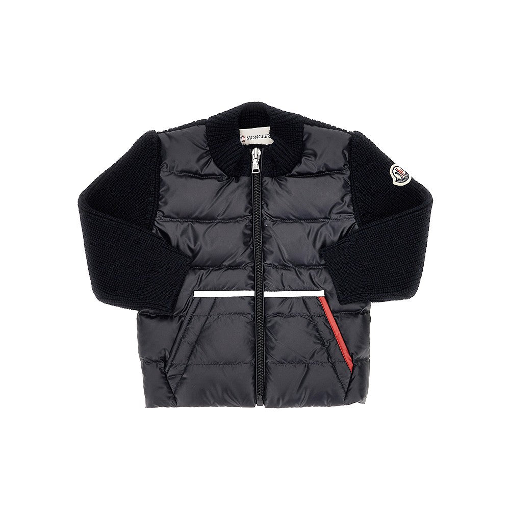 MONCLER Ribbed wool and padded nylon cardigan