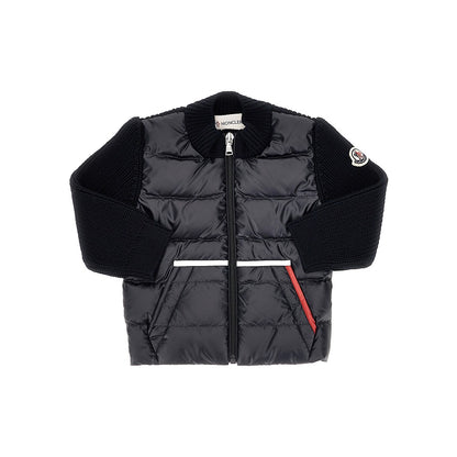 MONCLER Ribbed wool and padded nylon cardigan