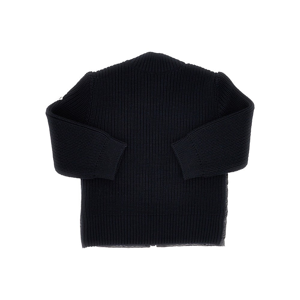 MONCLER Ribbed wool and padded nylon cardigan