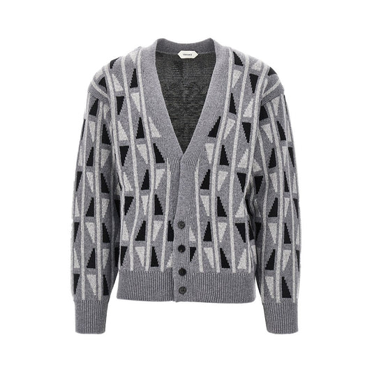 VERSACE Jacquard wool and cashmere cardigan