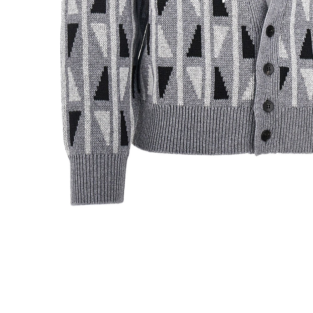 VERSACE Jacquard wool and cashmere cardigan