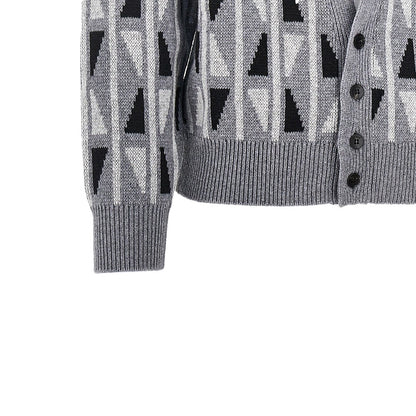 VERSACE Jacquard wool and cashmere cardigan