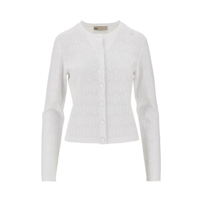 TORY BURCH T Monogram pointelle knit cardigan