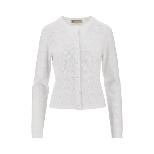 TORY BURCH T Monogram pointelle knit cardigan
