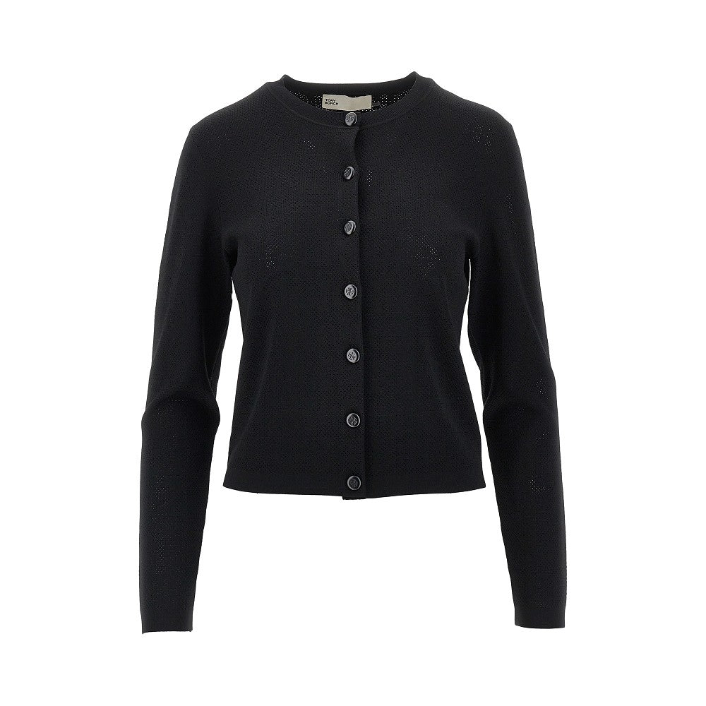 TORY BURCH T Monogram pointelle knit cardigan