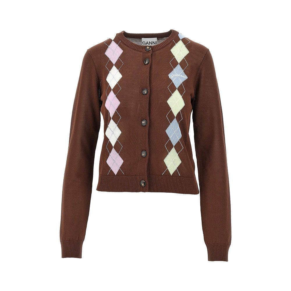 Ganni Knitted cardigan with diamond motif