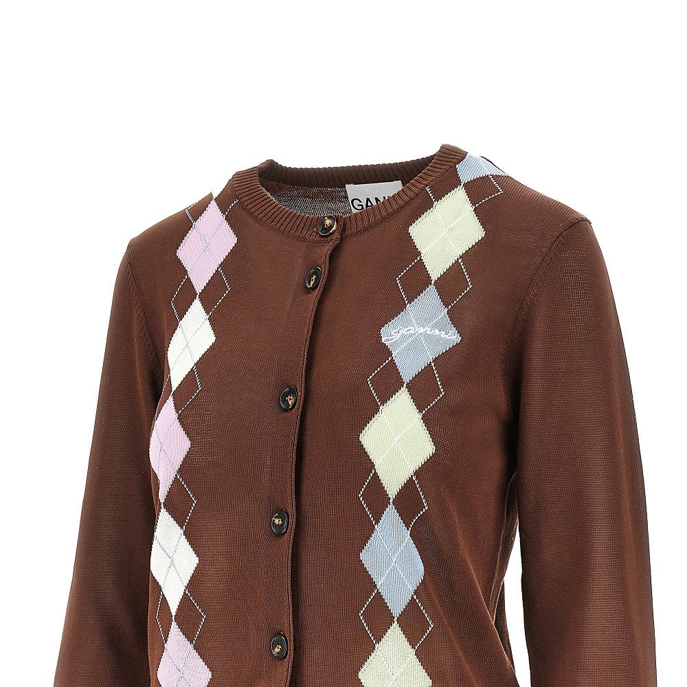 Ganni Knitted cardigan with diamond motif