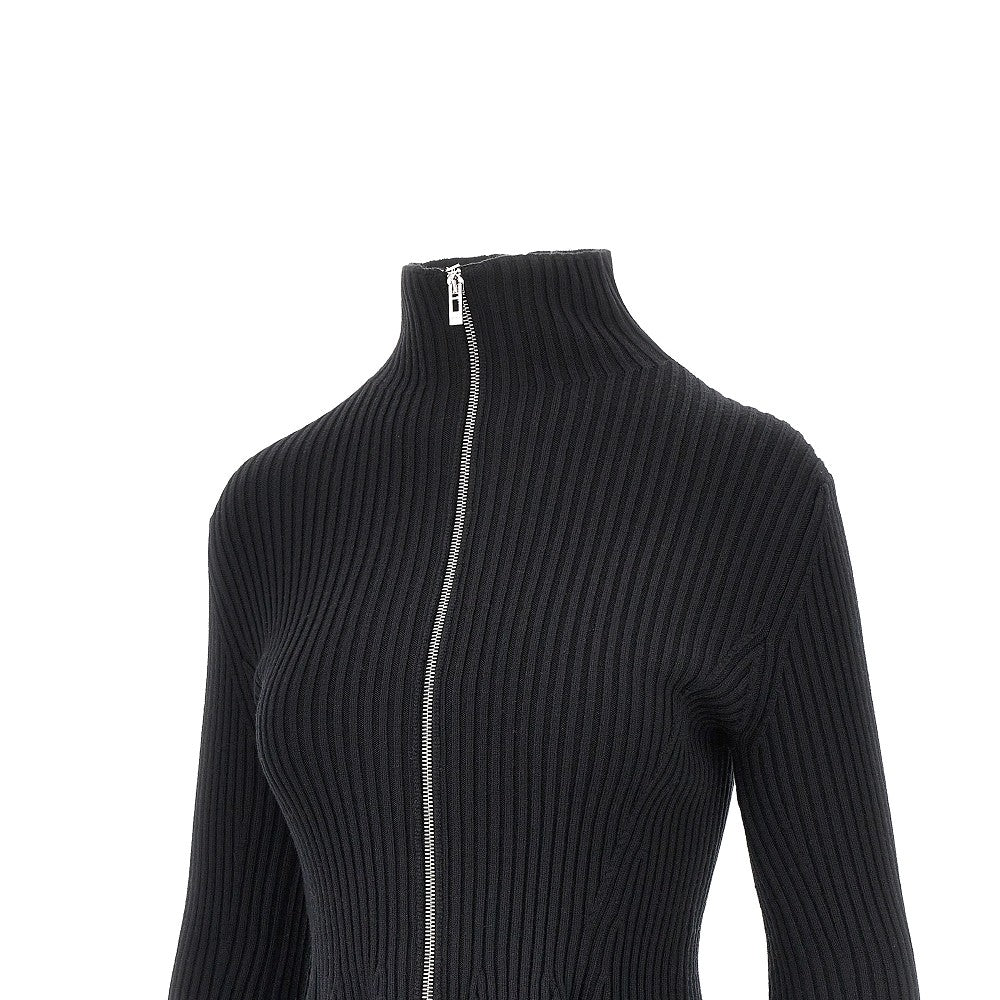 ALAIA Ribbed wool Peplum cardigan