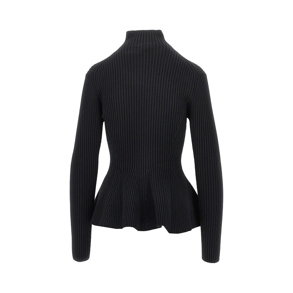 ALAIA Ribbed wool Peplum cardigan
