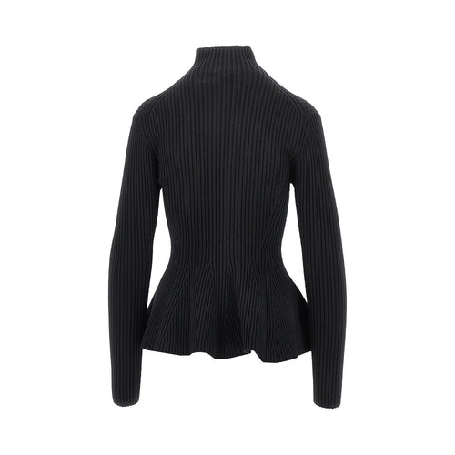ALAIA Ribbed wool Peplum cardigan