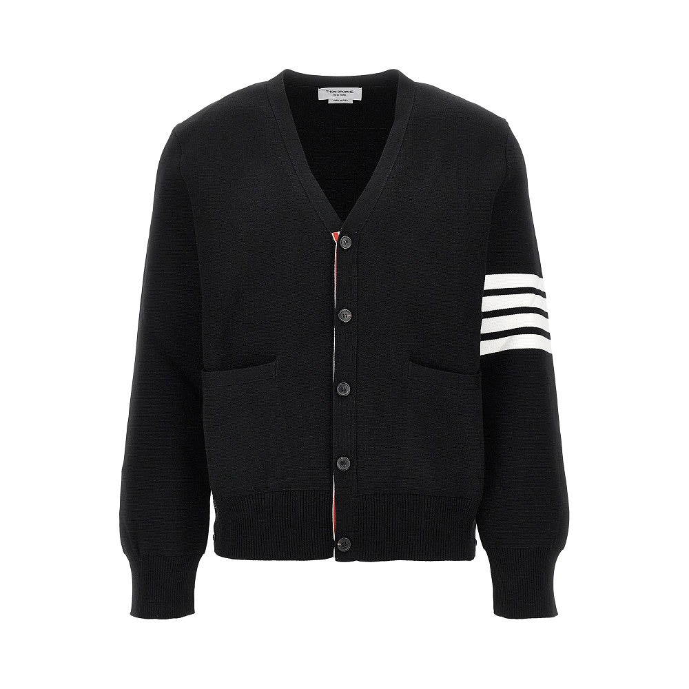 THOM BROWNE Cotton cardigan with 4 Bar detail