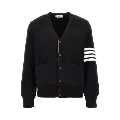 THOM BROWNE Cotton cardigan with 4 Bar detail