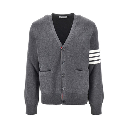THOM BROWNE Cotton cardigan with 4 Bar detail