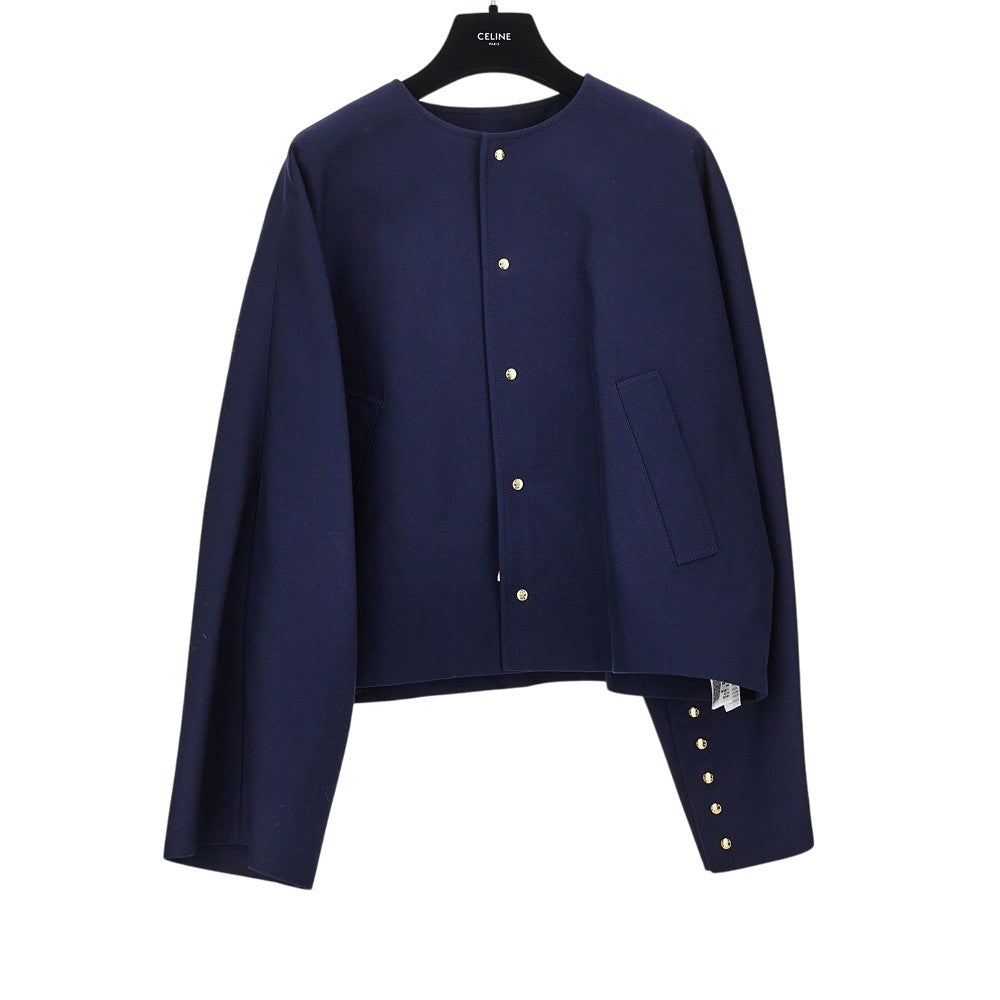 CELINE Cotton gabardine crewneck jacket