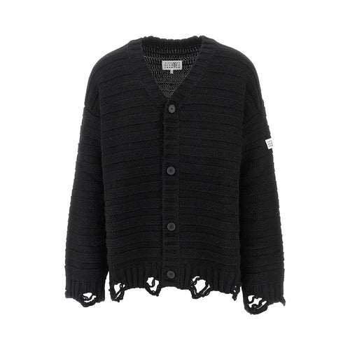 MM6 Maison Margiela Distressed wool blend cardigan
