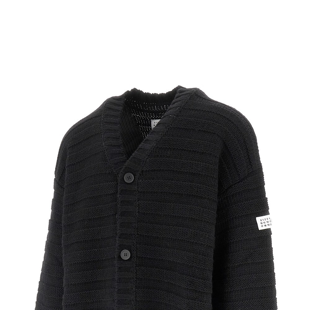 MM6 Maison Margiela Distressed wool blend cardigan
