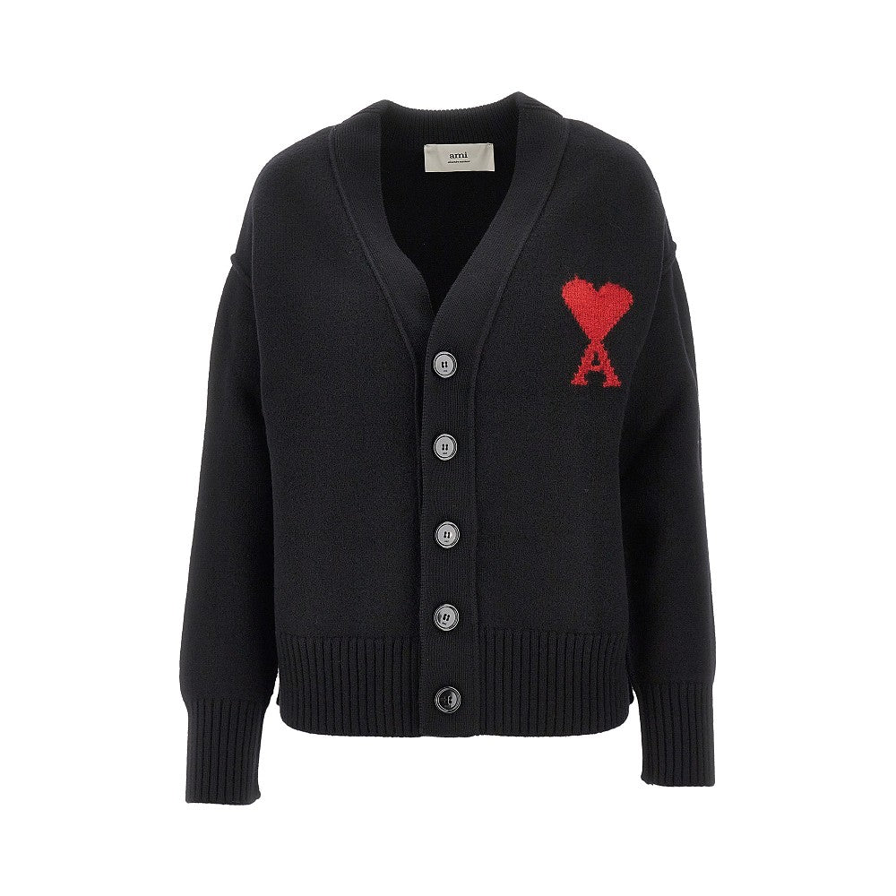 AMI Wool cardigan with 'Ami de Coeur' inlay