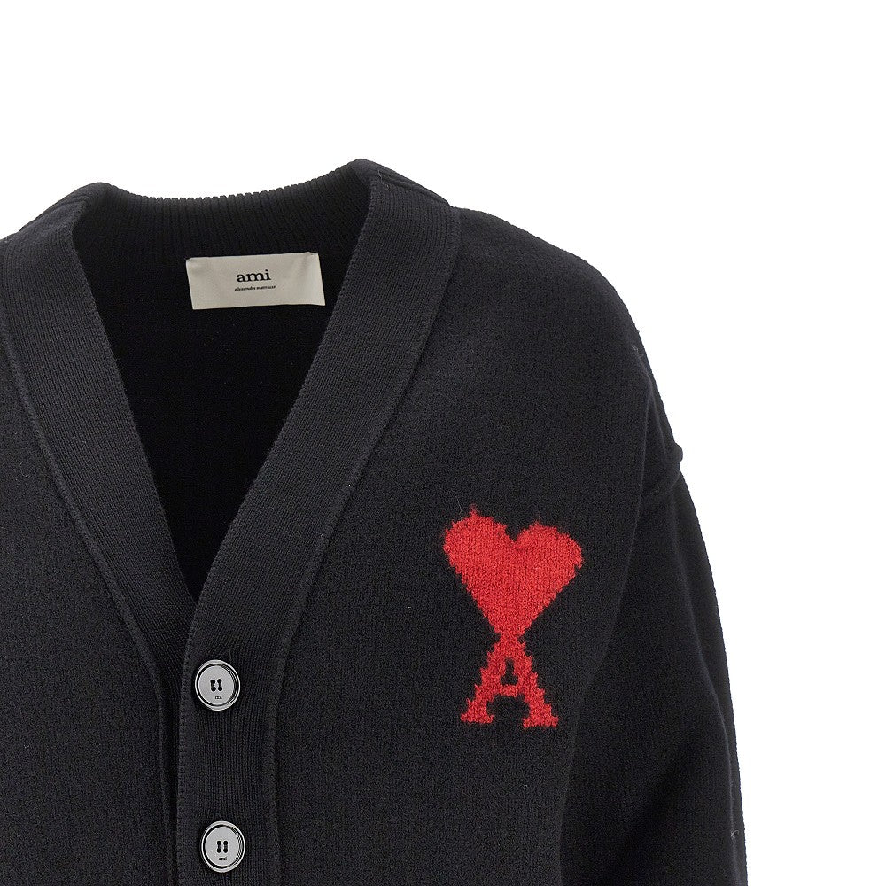 AMI Wool cardigan with 'Ami de Coeur' inlay