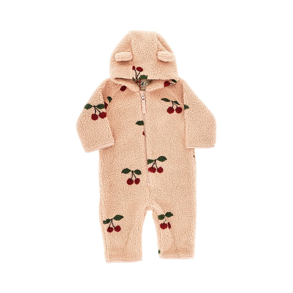 Konges Slojd Fleeced long romper suit with Cherry motif