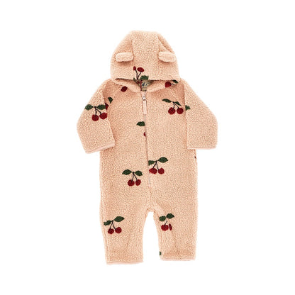 Konges Slojd Fleeced long romper suit with Cherry motif