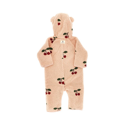 Konges Slojd Fleeced long romper suit with Cherry motif