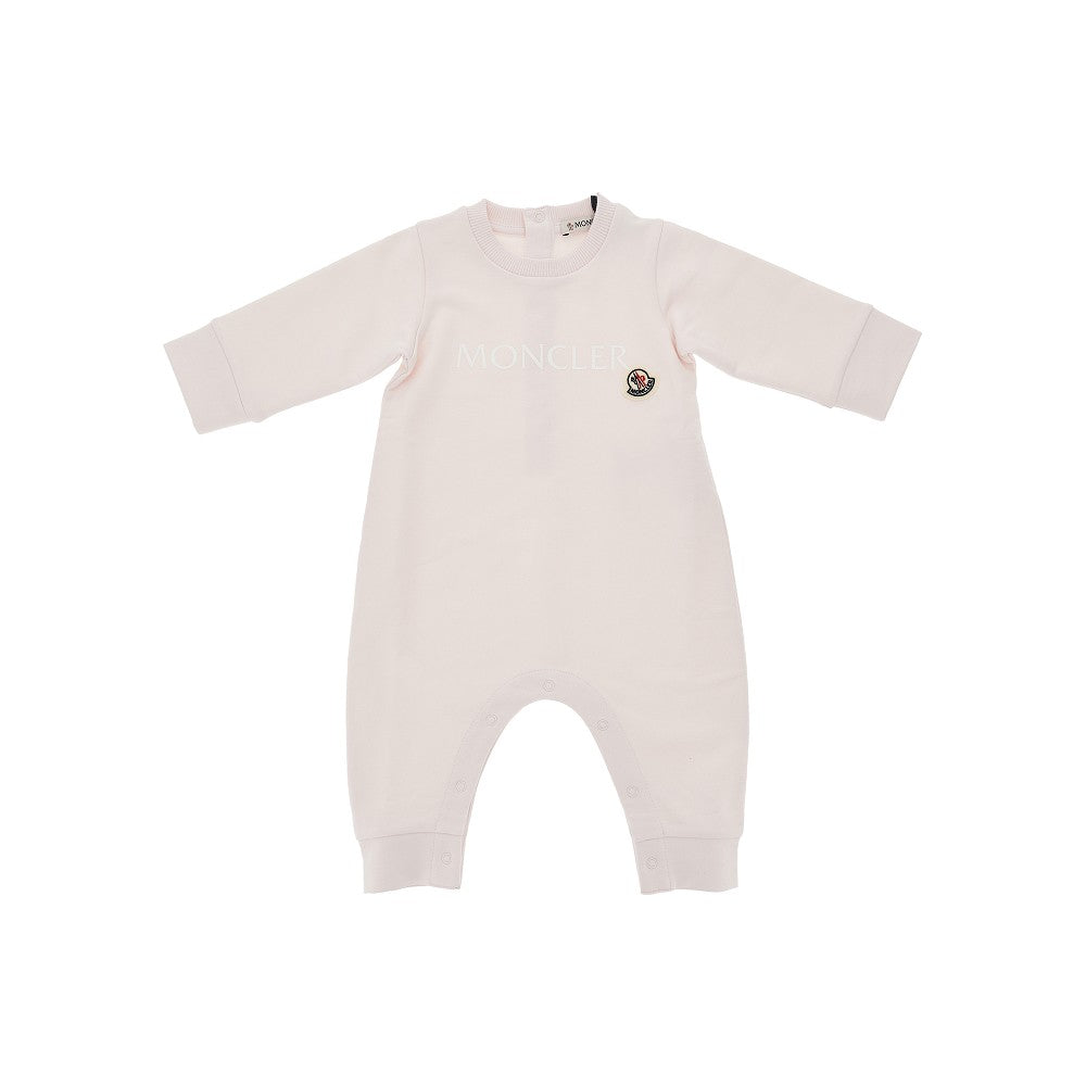 MONCLER Stretch cotton long romper suit with logo
