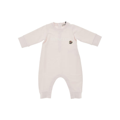 MONCLER Stretch cotton long romper suit with logo