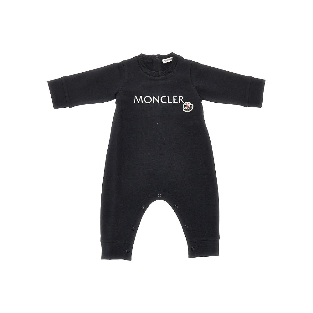 MONCLER Stretch cotton long romper suit with logo