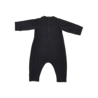 MONCLER Stretch cotton long romper suit with logo
