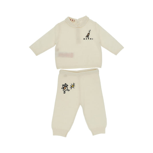 MARNI Embroidered wool-blend two-piece set