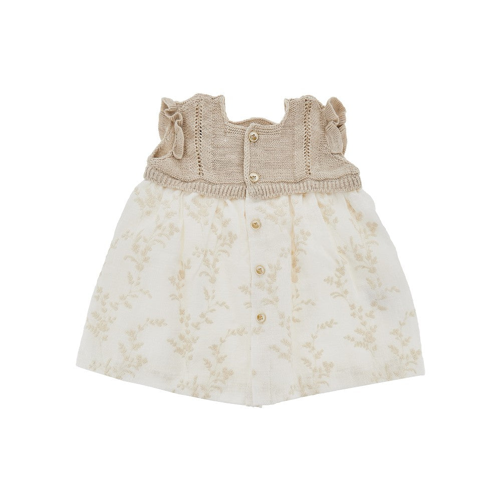 1 + in the Family Embroidered cotton and knit baby dress
