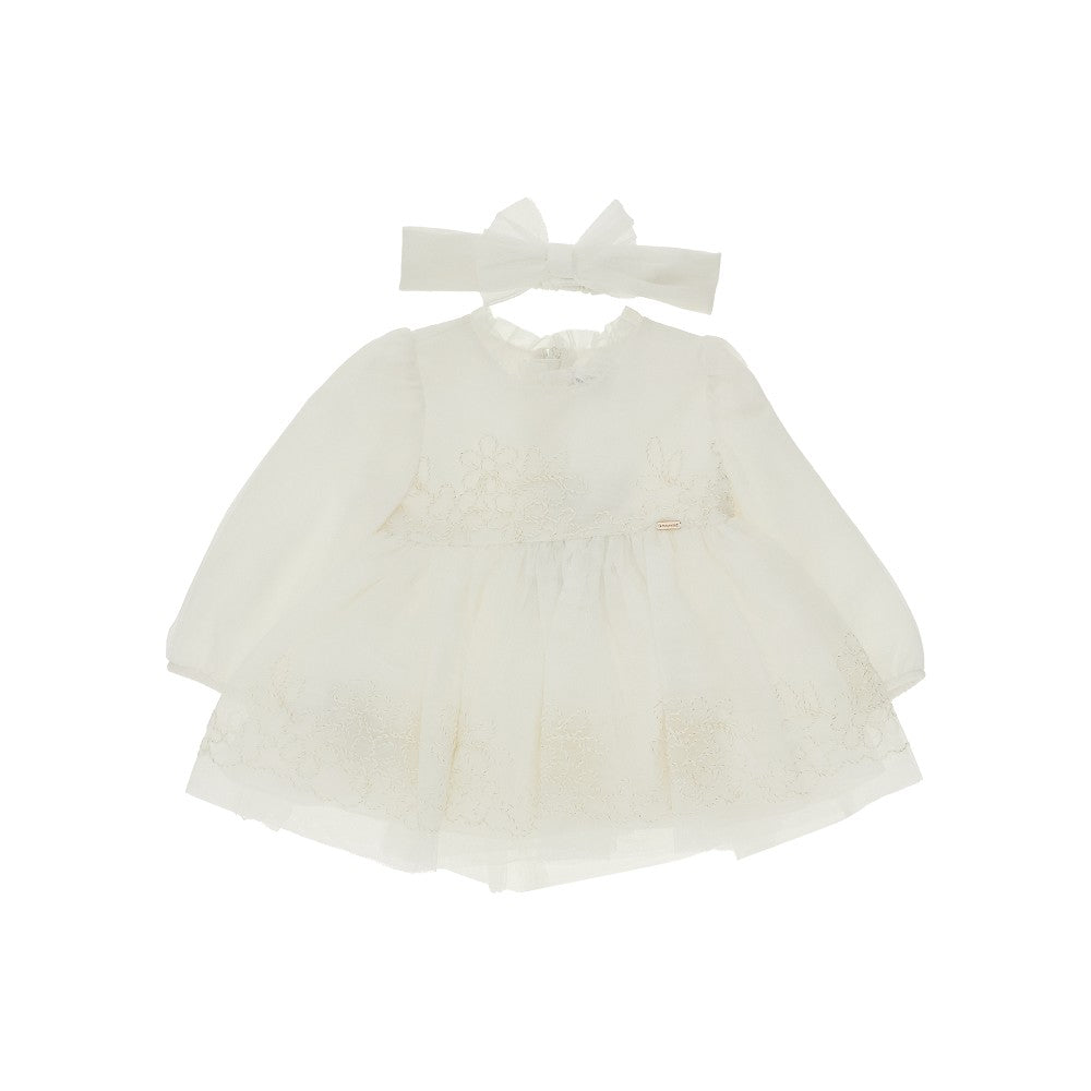 Mayoral Tulle mini dress with embroidered flowers