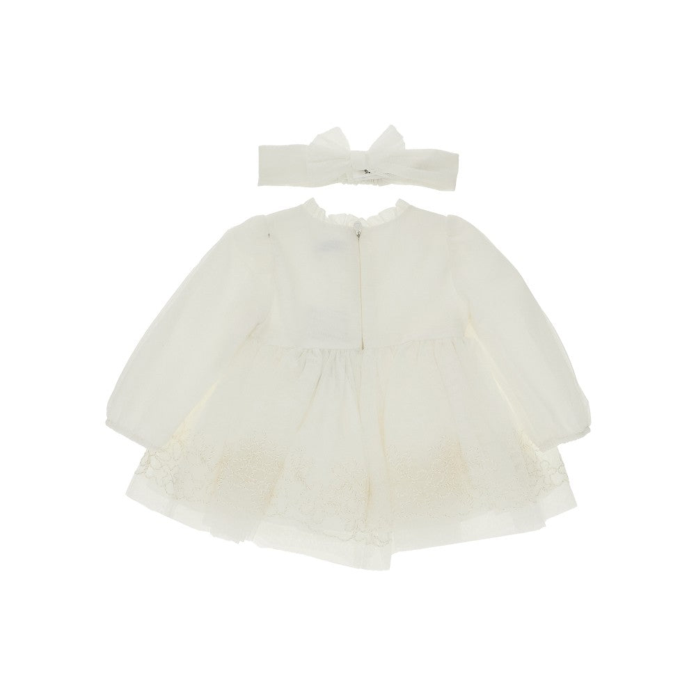 Mayoral Tulle mini dress with embroidered flowers