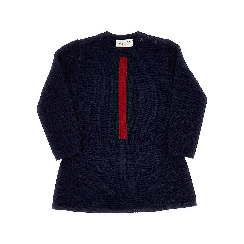 GUCCI Wool mini dress with Web intarsia