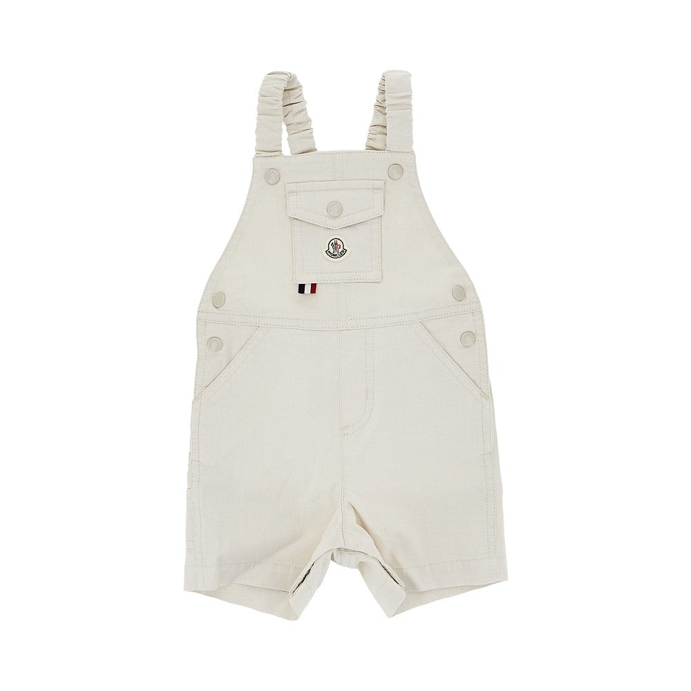 MONCLER Stretch cotton overalls with logo patch