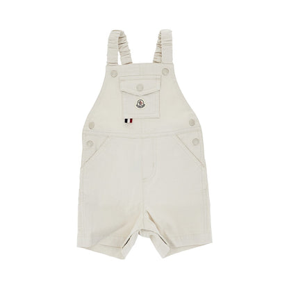 MONCLER Stretch cotton overalls with logo patch