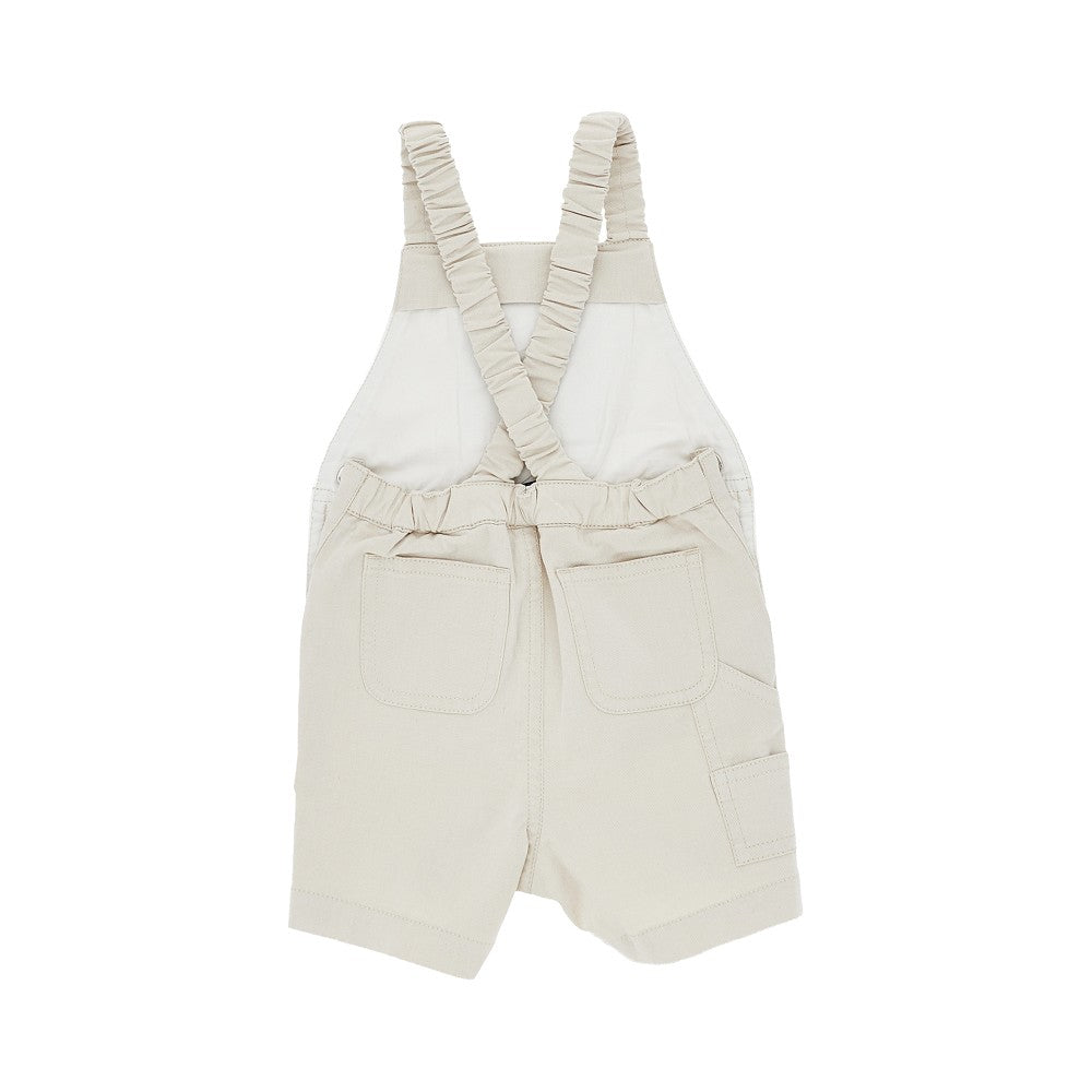 MONCLER Stretch cotton overalls with logo patch