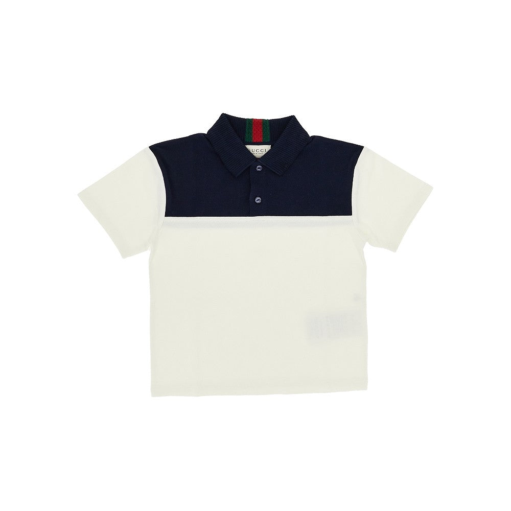 GUCCI Stretch cotton polo shirt with Web Ribbon