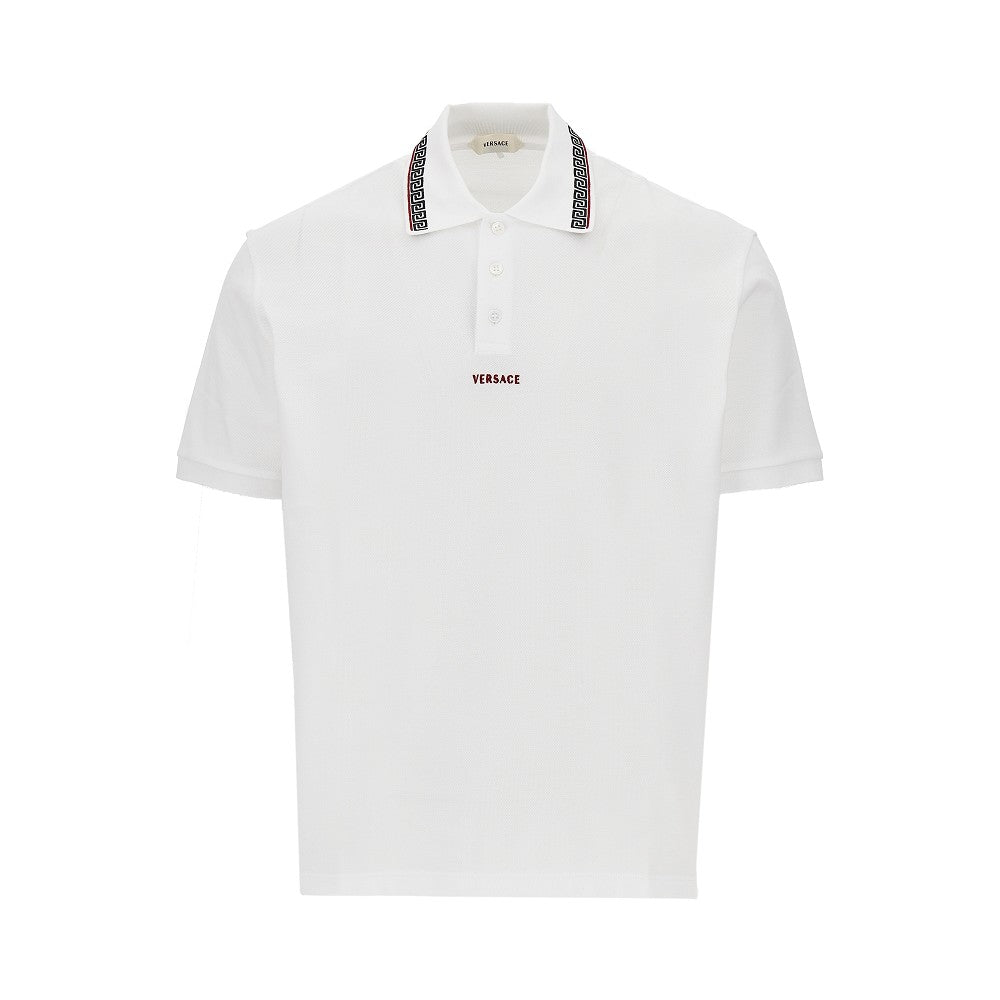 VERSACE Cotton polo shirt with Greca motif