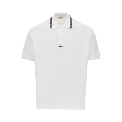 VERSACE Cotton polo shirt with Greca motif