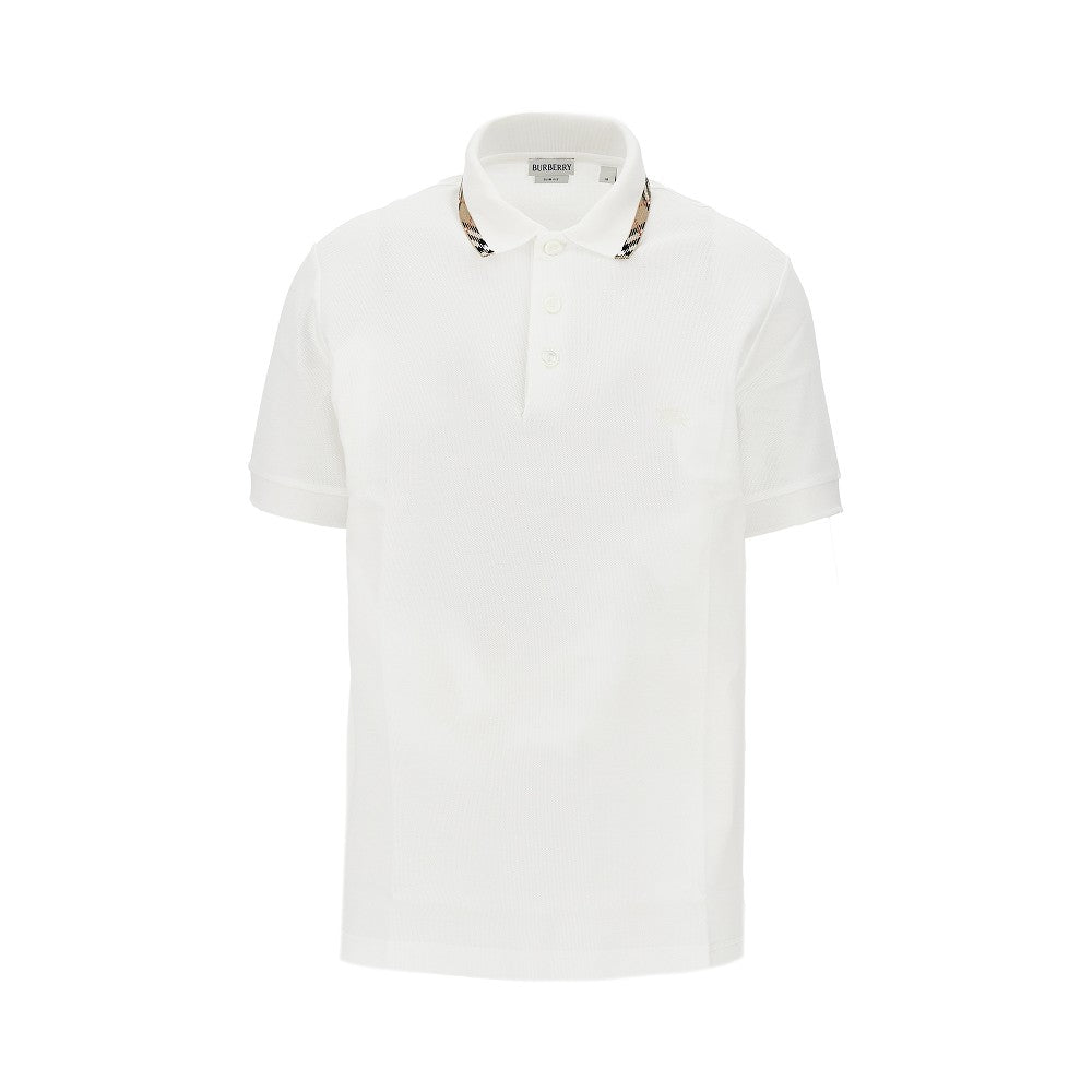 BURBERRY Piquet polo shirt with Check trimmings