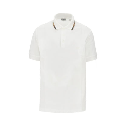 BURBERRY Piquet polo shirt with Check trimmings