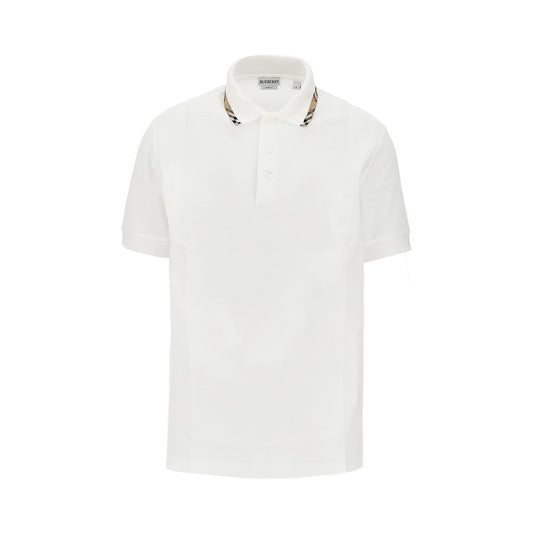 BURBERRY Piquet polo shirt with Check trimmings
