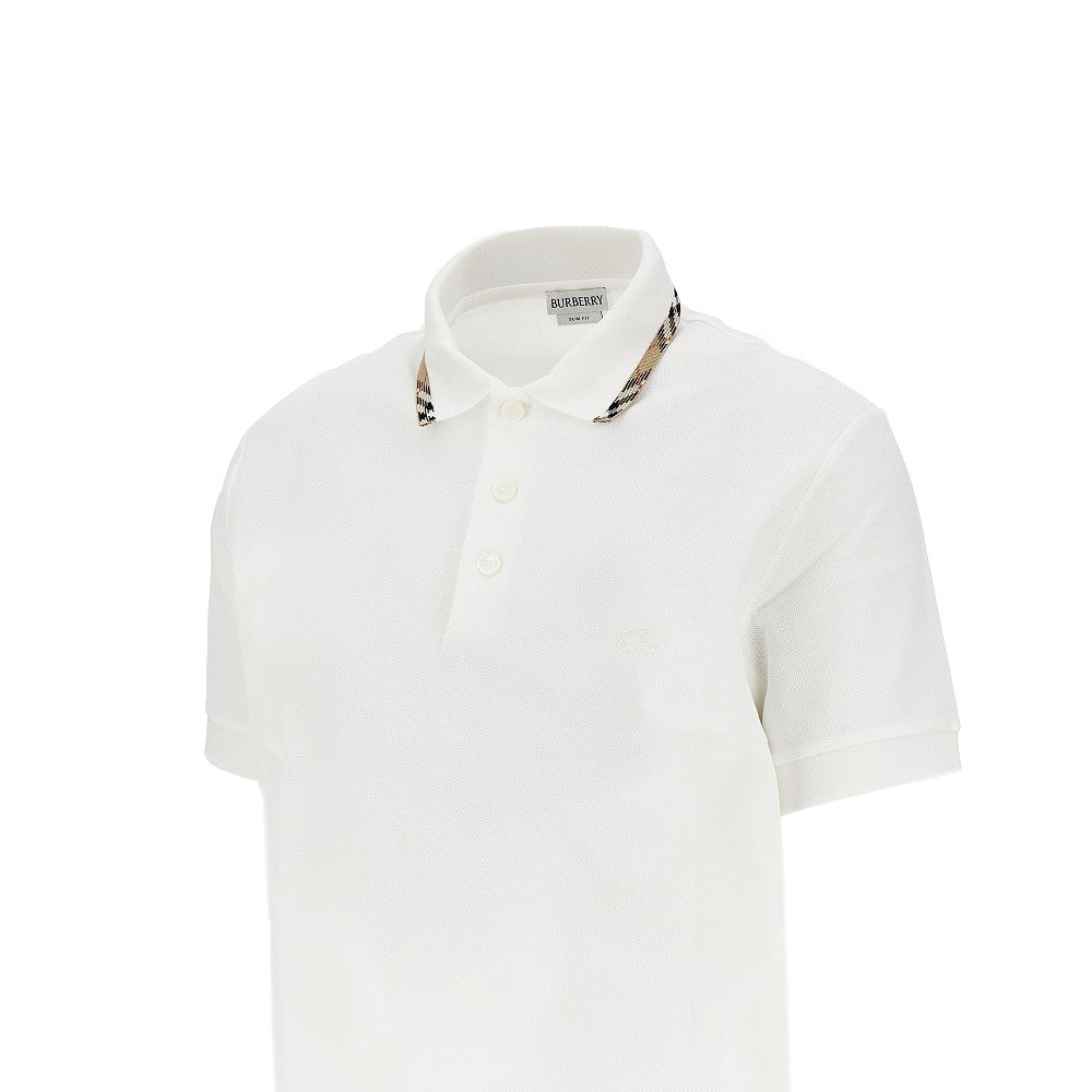 BURBERRY Piquet polo shirt with Check trimmings