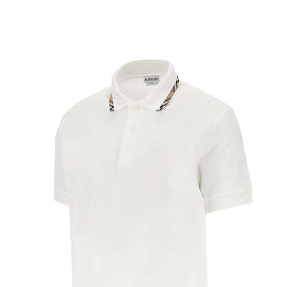 BURBERRY Piquet polo shirt with Check trimmings
