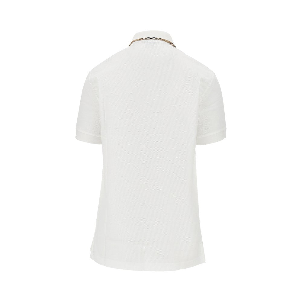 BURBERRY Piquet polo shirt with Check trimmings